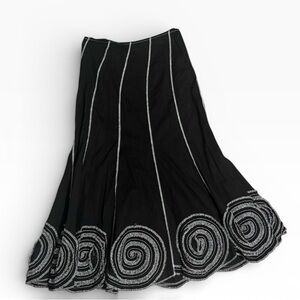 Y2K 90s Cotton Spiral Black White Maxi Skirt A-Line